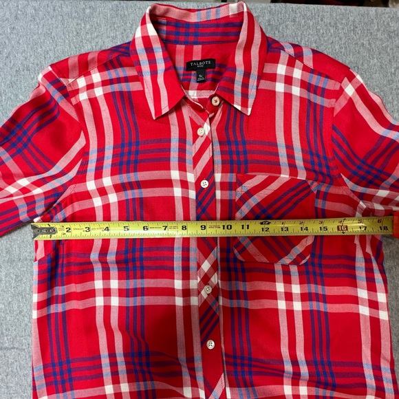 Talbots Vibrant Red and Blue Plaid Shirt - Picture 5 of 8